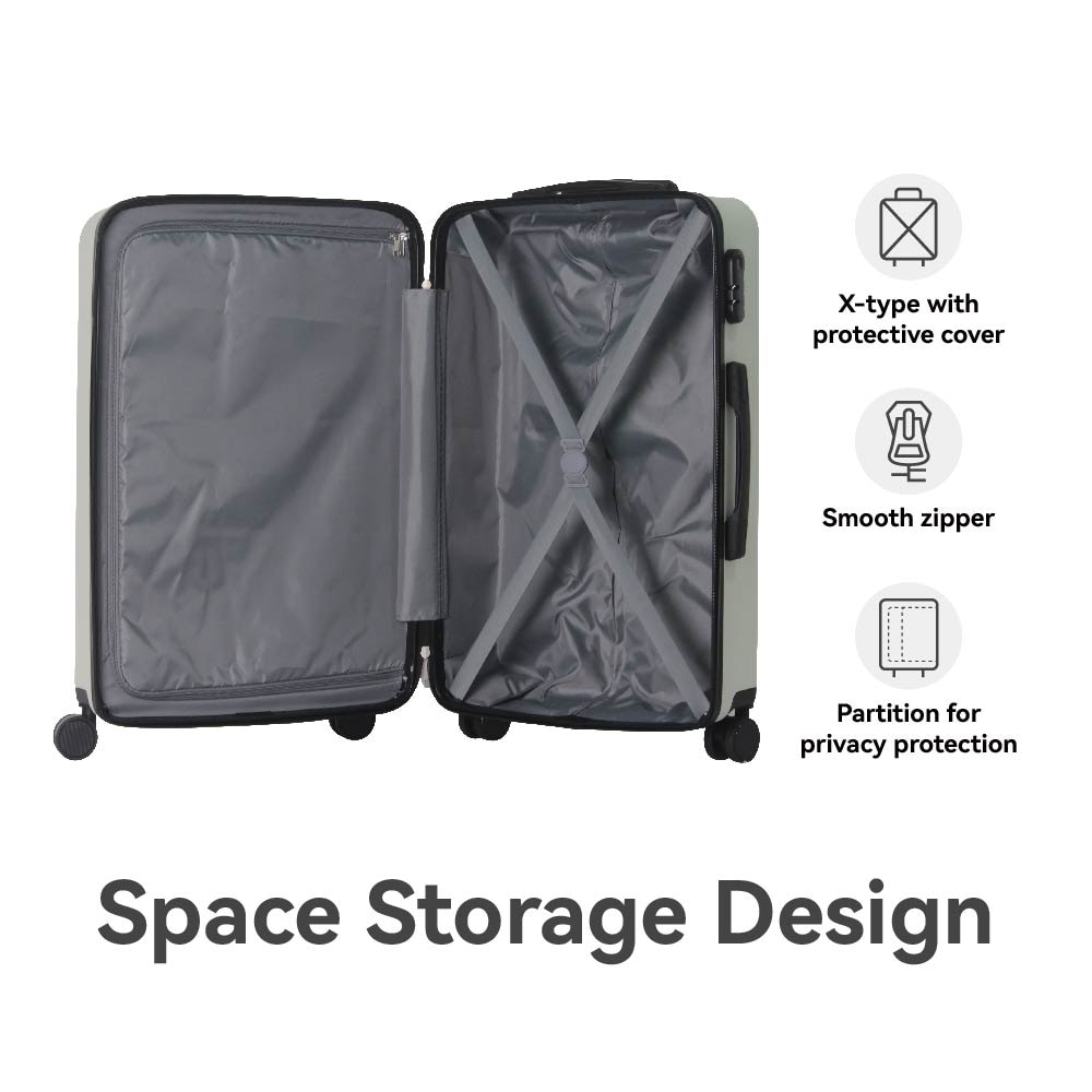 Luggage Sets ABS Hardshell 3pcs Luggage, Lightweight Durable Suitcase Sets Spinner Wheels Suitcase 20''24''28'' (White)_voghion.com